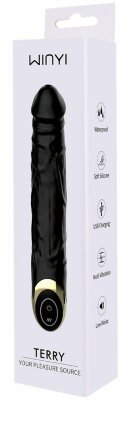 Черный вибратор-реалистик Terry - 21,6 см. 