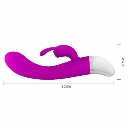 Лиловый вибратор Freda с зайчиком - 18,9 см. 