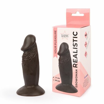 Реалистичный коричневый анальный фаллоимитатор Erowoman на присоске 