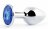 Анальное украшение SILVER PLUG SMALL с синим кристаллом - 7,2 см. 
