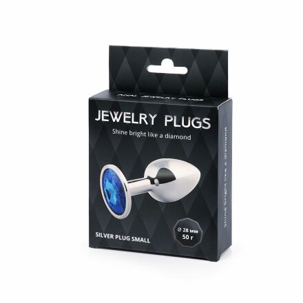 Анальное украшение SILVER PLUG SMALL с синим кристаллом - 7,2 см. 