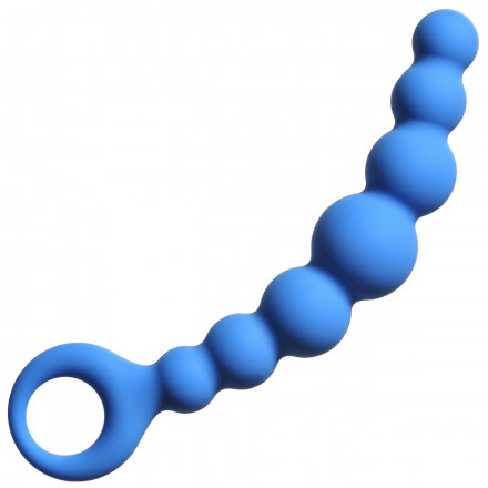 Синяя упругая анальная цепочка Flexible Wand - 18 см. 