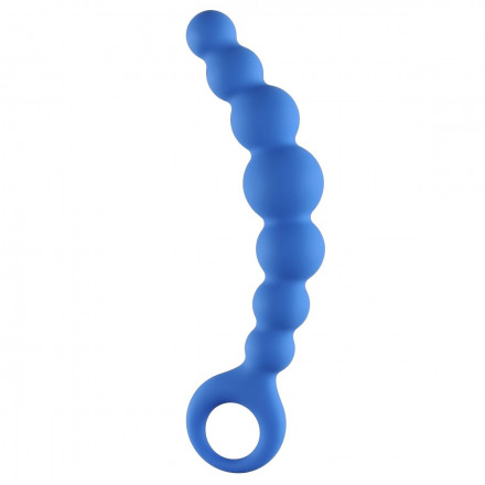 Синяя упругая анальная цепочка Flexible Wand - 18 см. 