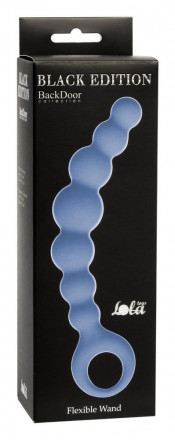 Синяя упругая анальная цепочка Flexible Wand - 18 см. 