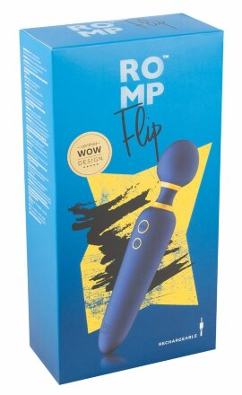 Синий вибромассажер с круглой головкой Romp Flip - 23 см. 