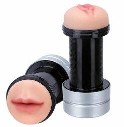 Двусторонний мастурбатор REALSTUFF 2 IN 1 HUMMER MOUTH &amp; VAGINA - ротик и вагина