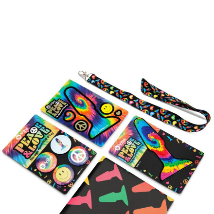 Разноцветная анальная пробка с эффектом римминга Peace &amp; Love Tie-Dye - 15,2 см. 