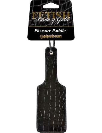Чёрная с золотом шлепалка Gold Pleasure Paddle 