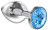 Большая серебристая анальная пробка Diamond Light blue Sparkle Large с голубым кристаллом - 8 см. 