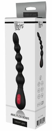 Черный вибромассажер для анальной стимуляции ANAL FLEXI BEADS - 21 см. 