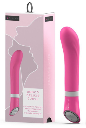 Розовый G-стимулятор с вибрацией Bgood Deluxe Curve - 19,3 см. 