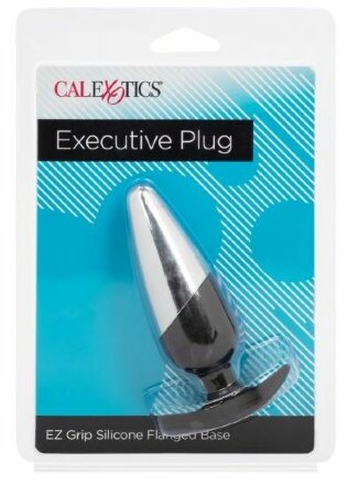 Серебристо-черная анальная пробка Executive Plug - 11,5 см. 