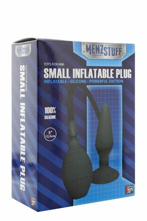 Чёрная анальная пробка с функцией расширения MENZSTUFF SMALL INFLATABLE PLUG- 12,5 см. 