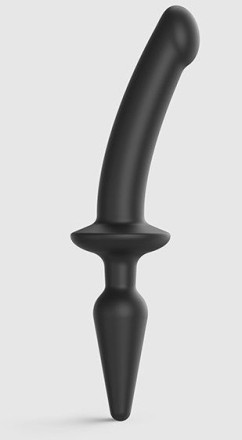 Черный двусторонний фаллоимитатор Strap-On-Me Dildo Plug-In Switch size S 