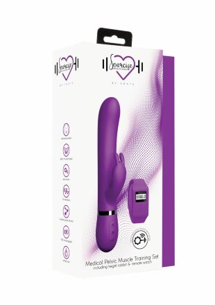 Фиолетовый вибромассажер-кролик Kegel Rabbit с браслетом - 22,5 см. 
