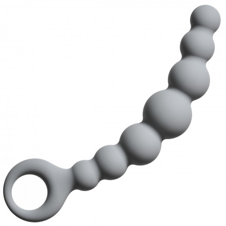 Серая упругая анальная цепочка Flexible Wand - 18 см. 