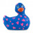 Синий вибратор-уточка I Rub My Duckie 2.0 Romance с розовым принтом 