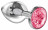 Большая серебристая анальная пробка Diamond Pink Sparkle Large с розовым кристаллом - 8 см. 