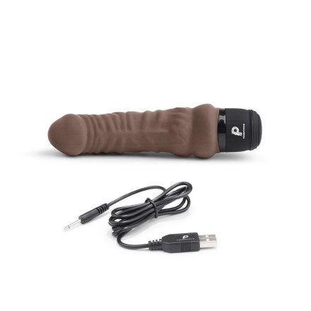 Коричневый вибратор-реалистик 6  Realistic Vibrator - 17 см. 