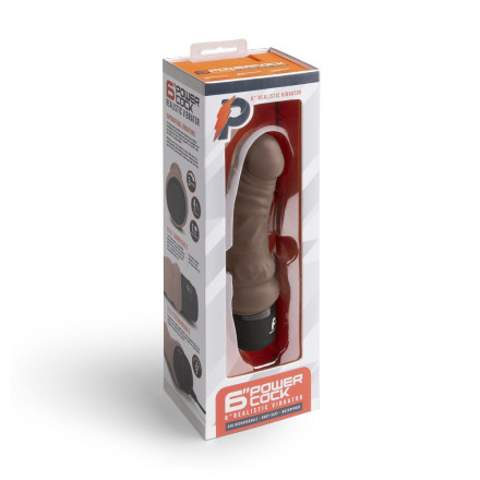Коричневый вибратор-реалистик 6  Realistic Vibrator - 17 см. 