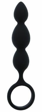 Черная анальная пробка-елочка SILICONE ANAL BEAD - 16,5 см. 