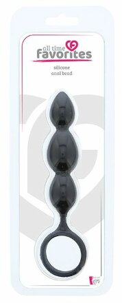 Черная анальная пробка-елочка SILICONE ANAL BEAD - 16,5 см. 