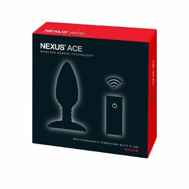 Чёрная вибровтулка NEXUS ACE MEDIUM с дистанционным управлением - 12 см. 