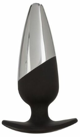 Серебристо-черная анальная пробка Executive Pro Plug - 12,75 см. 