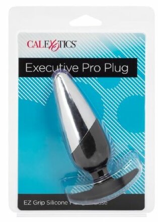 Серебристо-черная анальная пробка Executive Pro Plug - 12,75 см. 