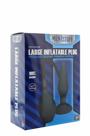 Чёрная анальная втулка с функцией расширения MENZSTUFF LARGE INFLATABLE PLUG - 14,5 см. 