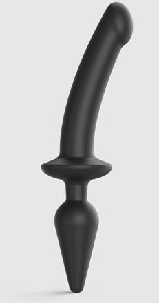 Черный двусторонний фаллоимитатор Strap-On-Me Dildo Plug-In Switch size L 