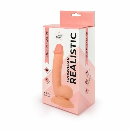 Реалистичный фаллоимитатор Erowoman телесного цвета на присоске 