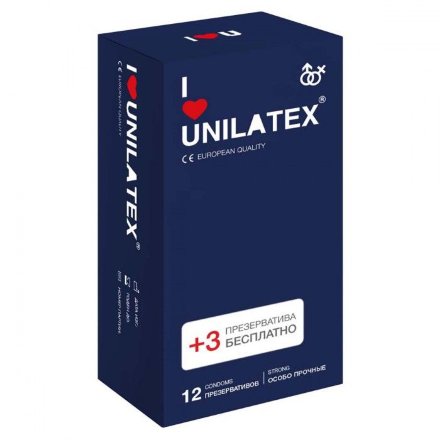 Ультрапрочные презервативы Unilatex Extra Strong - 12 шт. + 3 шт. в подарок 