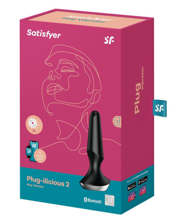 Черная анальная пробка с вибрацией Satisfyer Plug-ilicious 2 - 14 см. 
