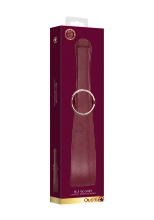 Бордовая шлепалка Belt Flogger - 54 см. 