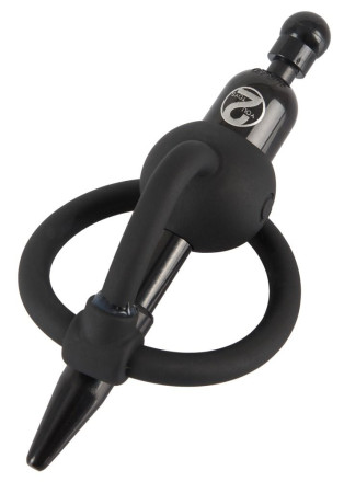 Черный силиконовый дилятор с вибрацией и кольцом PenisPlug with a Glans Ring &amp; Vibration 