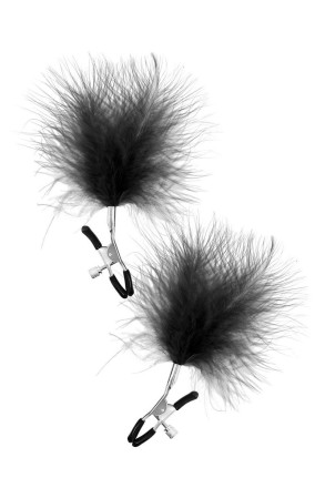 Зажимы на соски с черными пуховыми кисточками Sweet Caress Feather Nipple Clumps 