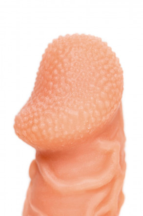 Телесная закрытая насадка с венками Cock Sleeve Size M - 15,6 см. 