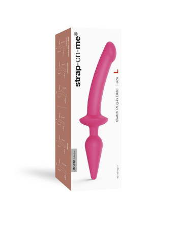 Розовый двусторонний фаллоимитатор Strap-On-Me Dildo Plug-In Switch size S 