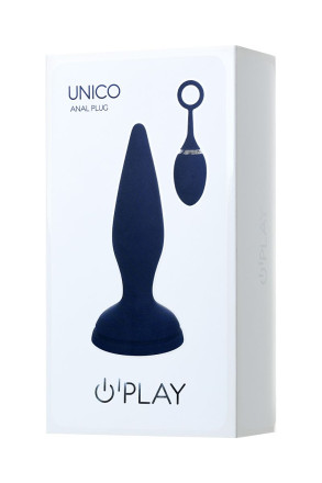 Синяя анальная вибровтулка OPlay Unico с пультом ДУ - 13,5 см. 