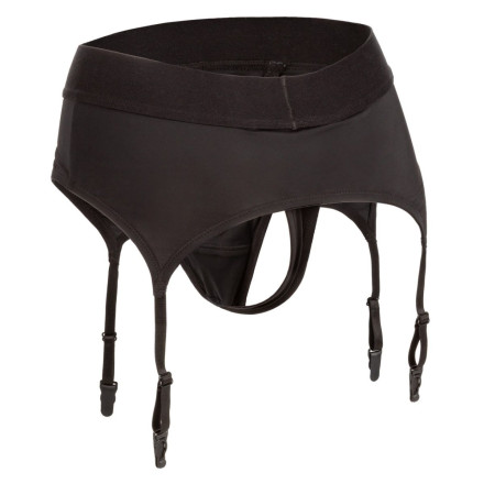 Черные трусики для страпона Thong with Garter размера S/M 