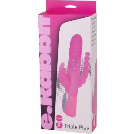 Розовый вибратор-кролик с анальным отростком E-RABBIT TRIPLE PLAY - 19 см. 