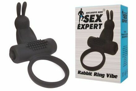 Черное эрекционное виброкольцо Sex Expert 
