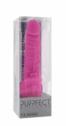 Розовый вибратор с лепестками у основания PURRFECT SILICONE CLASSIC 7INCH PINK - 18 см. 