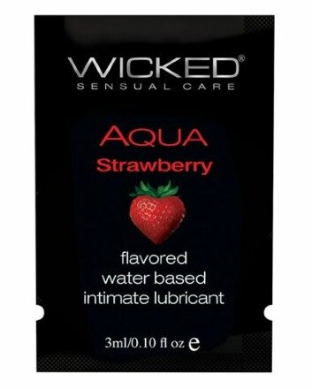 Лубрикант с ароматом клубники WICKED AQUA Strawberry - 3 мл. 