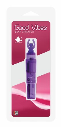 Фиолетовый клиторальный стимулятор-ракета с мишкой GOOD VIBES BEAR VIBRATOR 