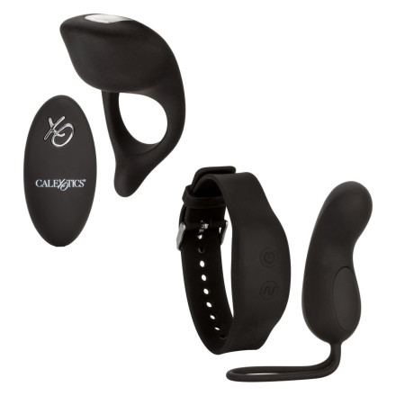 Черный вибронабор для двоих Silicone Remote Foreplay Set 
