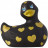 Черный вибратор-уточка I Rub My Duckie 2.0 Romance с золотистым принтом 