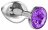 Большая серебристая анальная пробка Diamond Purple Sparkle Large с фиолетовым кристаллом - 8 см. 