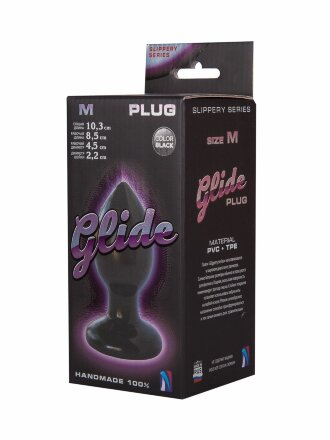 Черный анальный плаг Glide M - 10,3 см. 